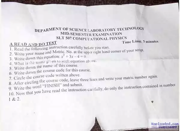 You Won’t Believe the Exam Questions a Lecturer Set for 500 Level Students in LAUTECH (PHOTO)